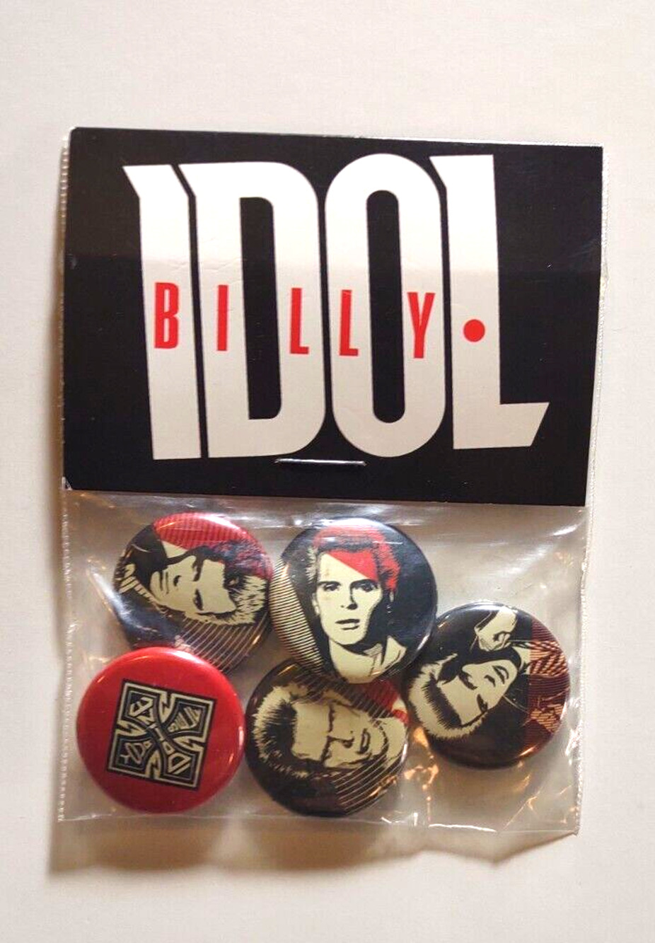 Billy Idol Lot Of 5 Badges Pinback Buttons Original New Wave Punk Rock Vintage